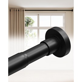 ALLZONE Tension Curtain Rods 123 to 160 Inch, Black Curtain Rods No Drilling, Extra Long Tension Rod for Room Divider Curtains Rod, Outdoor Tension Rod for Patio/Bedroom/Office,3 Installation Options