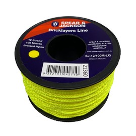 Spear & Jackson 12 Strand Braided Nylon Brickline, Lime Green, 100 Metre