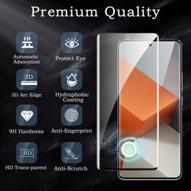 AYWLPP 2 Pack Screen Protector for Xiaomi Redmi Note 13 Pro Plus 5G/Redmi Note 13 Pro+ +2 Pack Camera Lens Protector, Tempered Glass Film, 3D HD 9H Hardness Case Friendly Anti Ultra Resistant