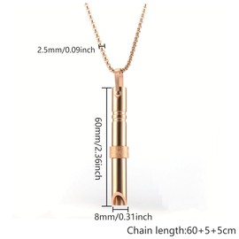 AIMALL Mindful Anapana Breathing Necklace, Meditation Aid Stress Relief Whistle Pendant, Stainless Steel, 27.56 Inch Chain, Available in Silver, Gold, Black (Silver)