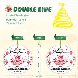 Canadian Ornaments, Canadian Citizenship Gifts, First Christmas As a Canadian Citizen Ornaments 2024 Canada Ornaments 3" Ceramic Xmas Tree Ornaments