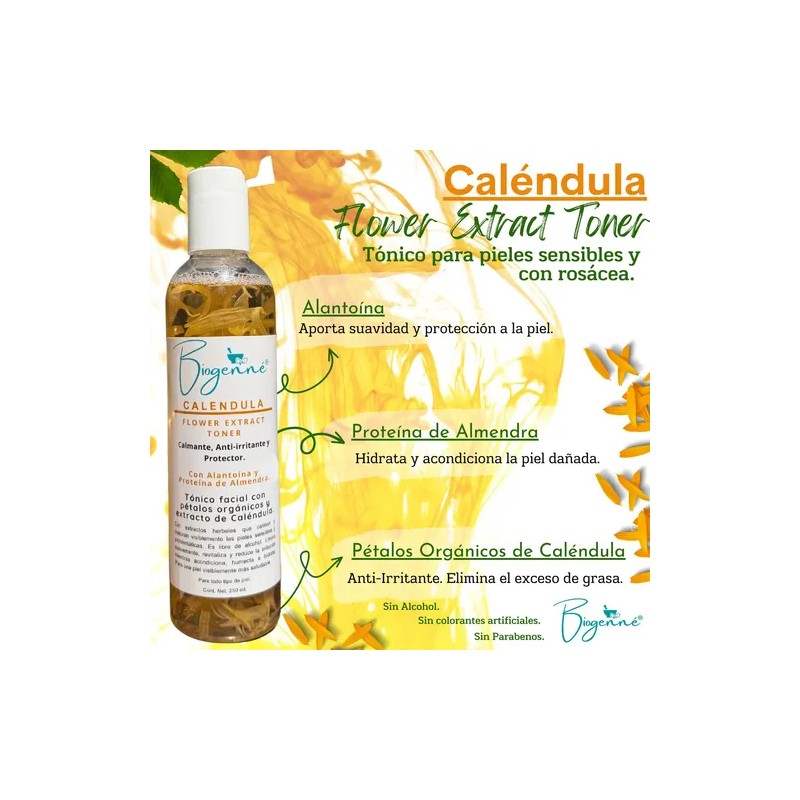 Tónico Facial Caléndula Biogenné Piel Sensible 250ml Vegano Sin Parabenos