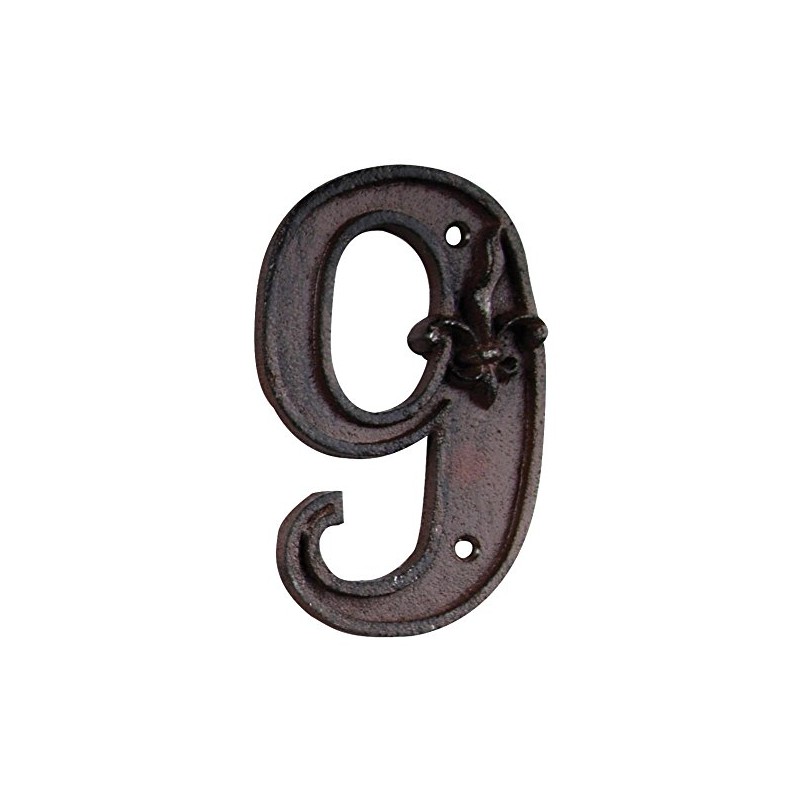 Esschert Design Cast Iron House Number, Rust Brown, 7.7 x