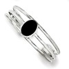 Sterling Silver Onyx Three Strand Cuff Bangle Bracelet