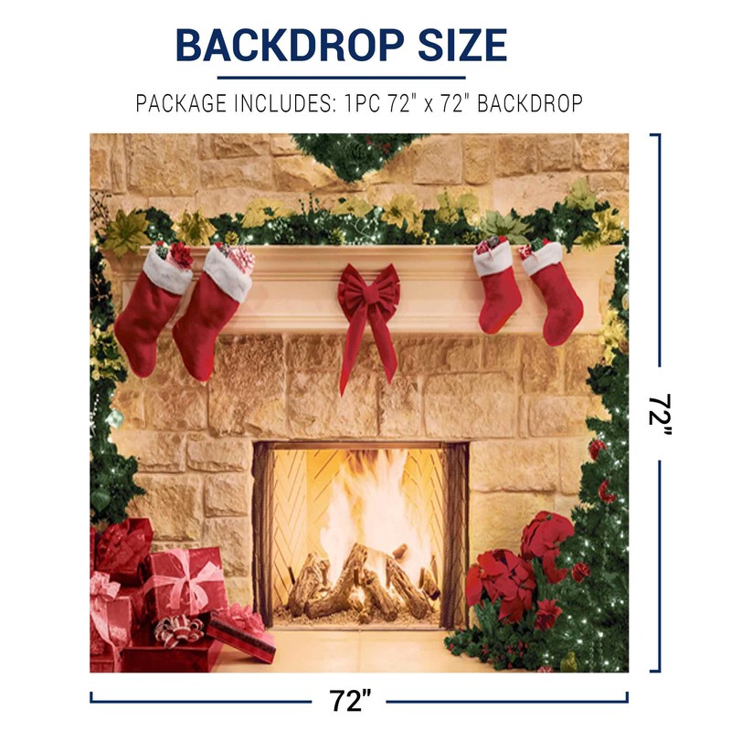 Allenjoy 6 x 6 FT Christmas Fireplace Backdrop Photography Background