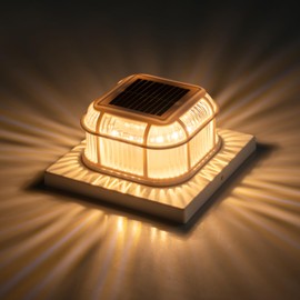 TopVelo Solar Post Light 4 Packs, Solar Deck Post Light Caps with 2 Light Modes, Bright 16 LEDs Fence Lights Decorate Deck, Patio, Porch, Fence, Fit 4x4, 5x5 and 6x6 Vinyl/Wooden Posts (White)