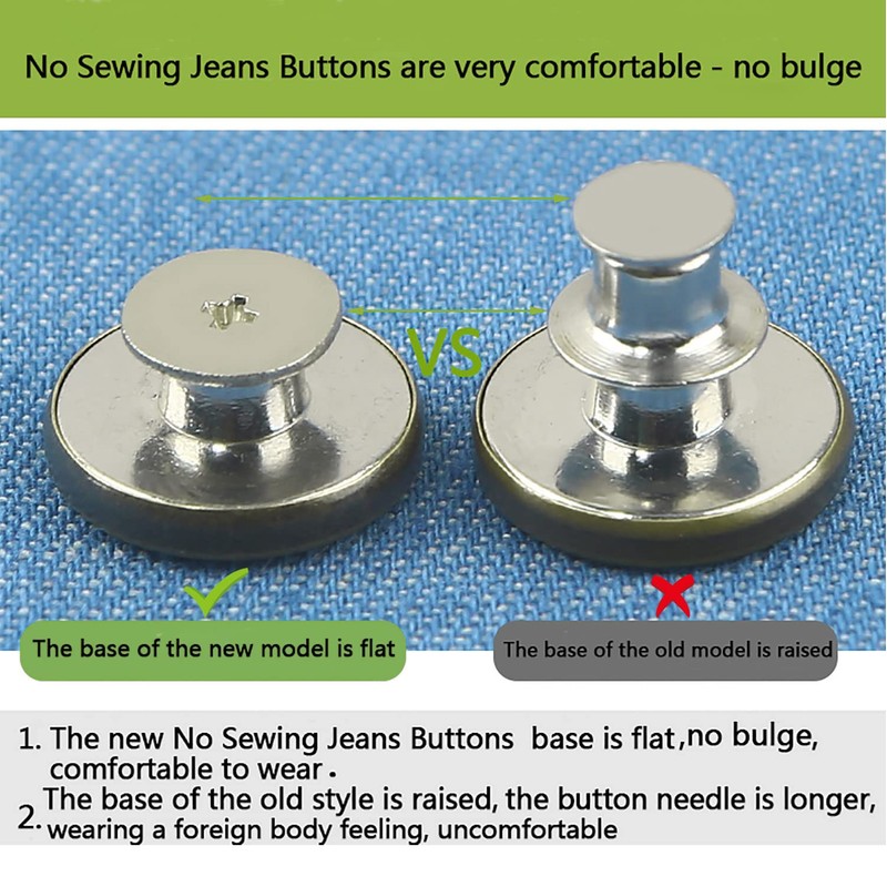 GIYOMI 20mm No Sewing Jeans Buttons Replacement Kit with Metal