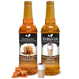 Syruvia Coffee Syrup Variety Pack - Caramel & Irish Cream- Gluten-Free, Kosher, 25.4 fl oz Bottles - Enhance Your Coffee Experience with Premium Flavoring Syrups