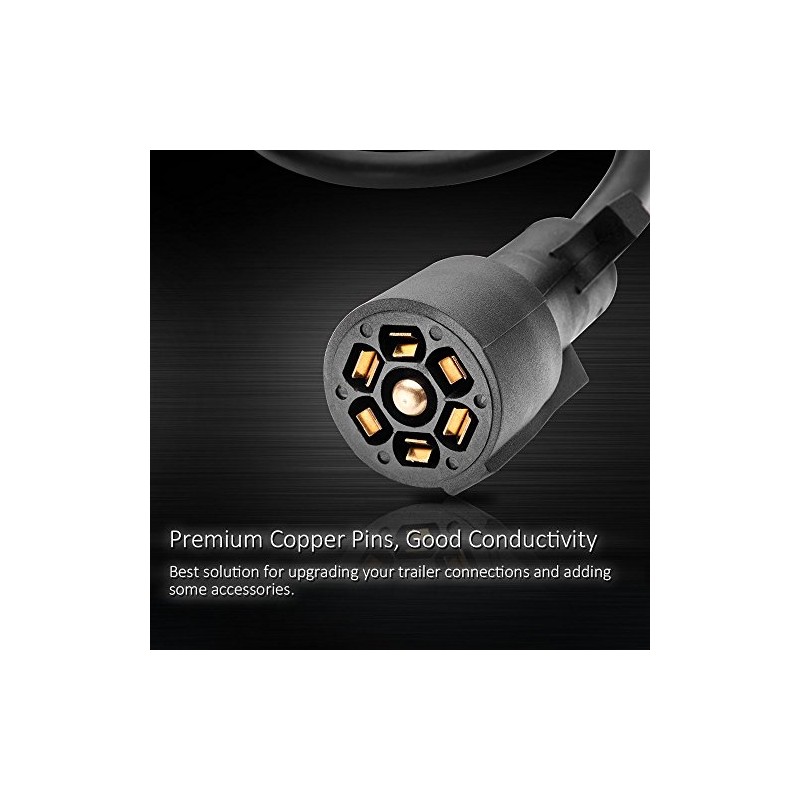 GCD Upgraded Heavy Duty 7 Way Trailer Connector Plug Cord