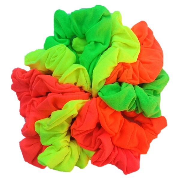 Cotton Scrunchie Set, Set of 10 Soft Cotton Scrunchies (Neon Colors)