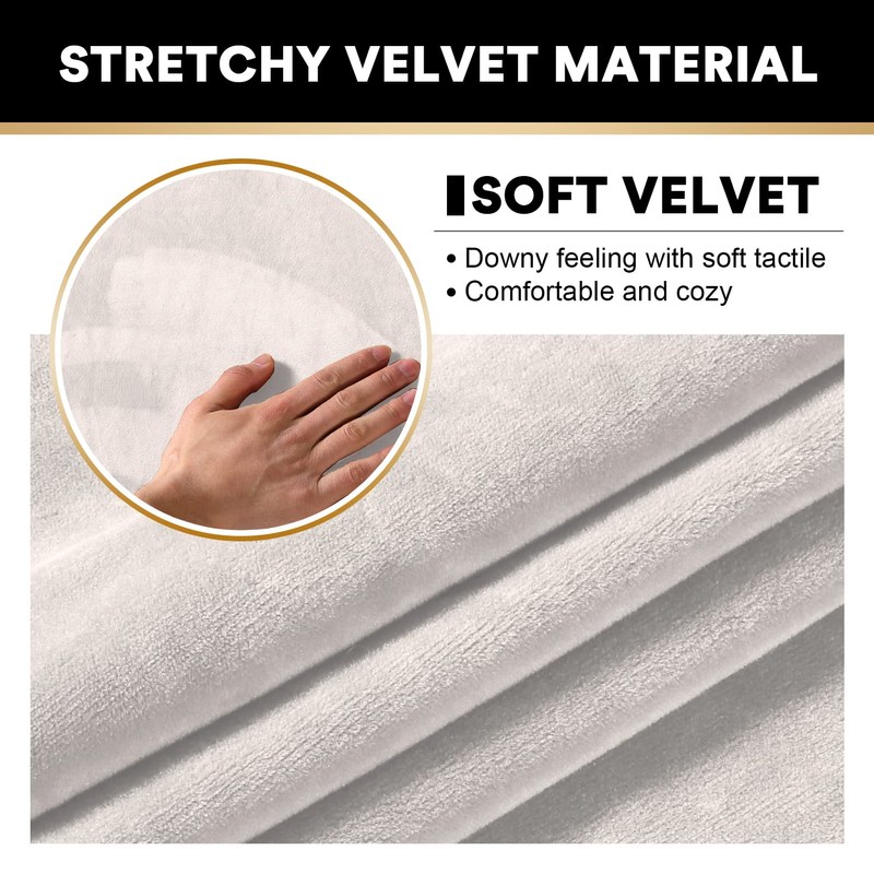 PrinceDeco Velvet Couch Covers for Sofa Soft 4 Pieces Couch