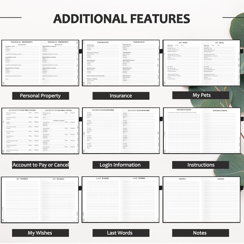 End of Life Planner, Guided Estate Planning Organizer with Tabs,