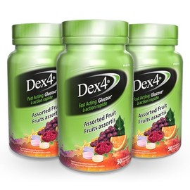 Dex4 Glucose Tablets, 50 Count Bottle, Assorted Fruit, Each Tablet Contains 4g of Carbs