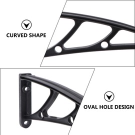 Cabilock 2pcs Awning Canopy Bracket Window Awning Overhead Door Outdoor Front Door Patio Canopy UV Rain Snow Sunlight Protection (Black)