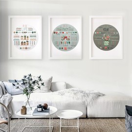 QUANMAITONG Embroidery Set Adults, Floral Pattern Plants Embroidery Set for Beginners Embroidery Kit Embroidery Set, Stick And Poke Set Embroidery Pictures Adult Embroidery Hoop Wood DIY Set, Cross