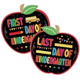 First and Last Day of School Chalkboard Sign Double Sided Commemorate Sign Small Chalk Board Reusable School Sign Apple Shape Kindergarten Sign Board Photo Prop for School Party Graduation Supplies
