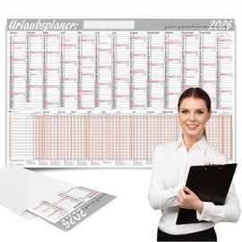 XXL Wall Calendar with Holiday Planner 2026 Employees - Large Format B1 (98 x 64 cm) Landscape Format 150 g/m² Folded, Holiday Calendar Annual Calendar 2026 for Office, Family, Business & Teams
