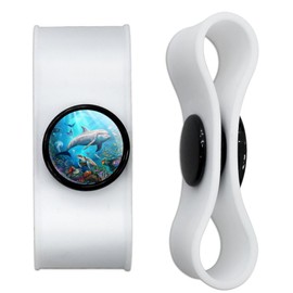 Coral Reef Dolphin and Sea Turtle Headphone Earbud Cord Wrap - Charging Cable Manager - Wire Organizer Set of 2 - White