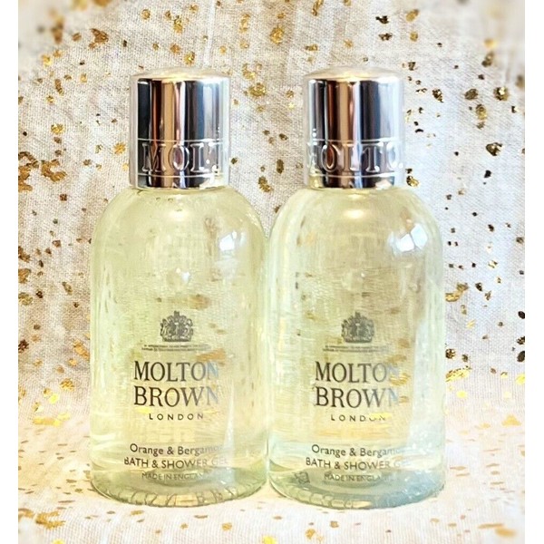 2x~MOLTON BROWN~Orange & Bergamot Bath & Shower Gel~100ml/3.3oz ea~Travel Sz~New