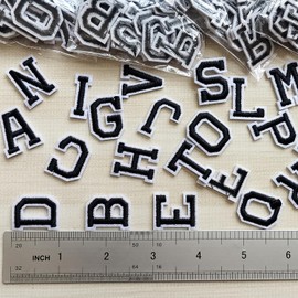 Zlettery 130pcs Iron on Letter Patches 1 inch, 5 Sets of 26 Embroidered Alphabet A-Z Patches for Clothing Jackets Hats Backpacks Jeans Black