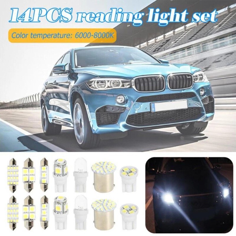 zoo3026 14Pcs LED Car Interior Light Package Kit for Dome