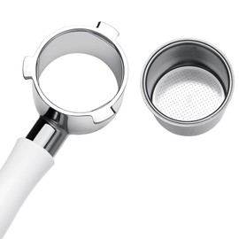 Normcore 51mm Bottomless Portafilter for DeLonghi La Specialista, 3-Ear Naked Espresso Tool with White Anodized Handle for EC9155 9335 9355 9665 EC9335, 23-25g Barista Basket Included