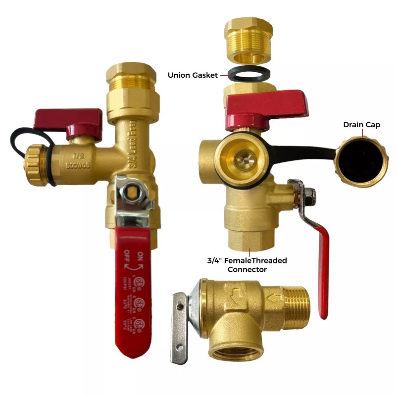 Camplux 3/4" Threaded Isolation Valve & Pressure Relief Kits for