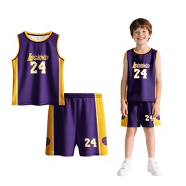 Kids Basketball Jersery Boys Sports Athletic Practice Outfits Youth Classic Mesh Sleevess Shirts Training Uniforms Fans Track Tank Tops Purple
