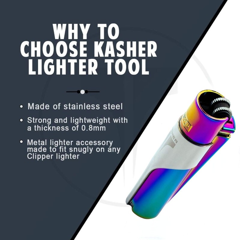 Kasher's Metallic Lighter with Multipurpose Tool - Refillable Metal Lighter
