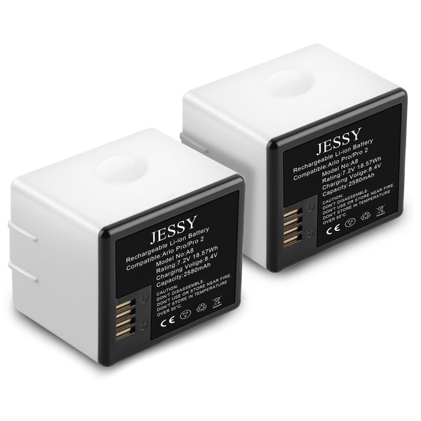 JESSY Replacement Batteries Compatible with Arlo Pro/Arlo Pro 2, 2 Pack Upgrade 7.2V Rechargeable Lithium Battery (NOT Compatible with Arlo Ultra 2, Arlo Pro 3)