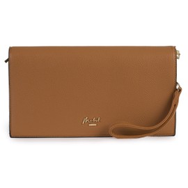 Mabel London Womens Multiple Pockets Large Size Long Strap Wristlet Clutch Bag Purse - EVA [Brown]