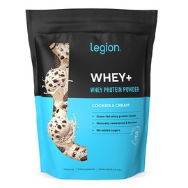 LEGION LEGION Whey+ Whey Protein Powder (Cookies & Cream) - Low Carb and Calorie Whey Isolate Protein Powder - Non-GMO, Lactose-Free, Sugar-Free Whey Protein Isolate Powder from Grass Fed Cows (78 Servings)