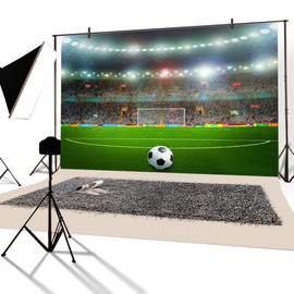 YongFoto 3x2m Vinyl Photography Backdrop Football Field Sports Stage Lights Green Grass Interior Photo Background Backdrops for Photography Photo Shoots Party Kids Personal Portrait Photo Studio Props