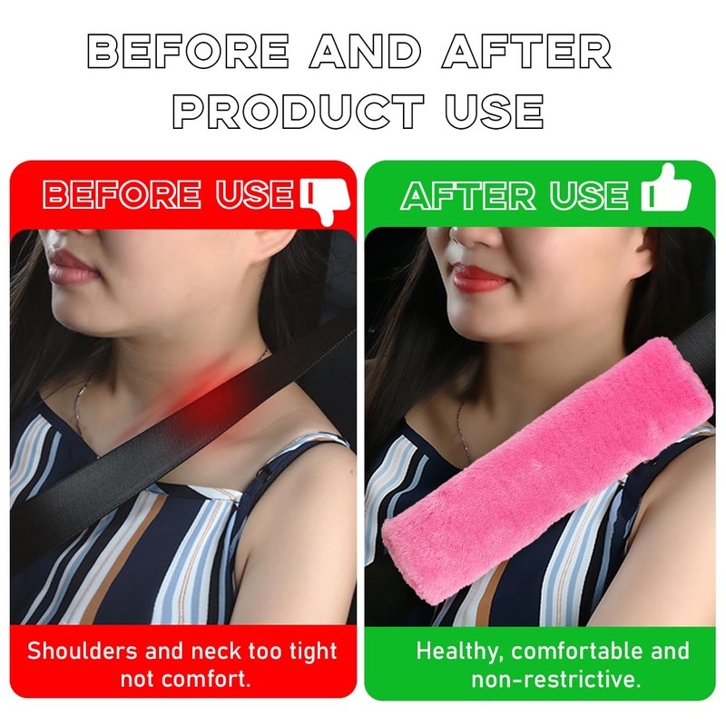 povtii 2PCS Car Seat Belt Cover Pad, Soft Auto Seatbelt