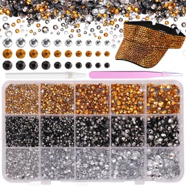 15000 Pcs Resin Rhinestones for Crafts, Black Silver Gold Flatback Resin Rhinestones for Bedazzling Gems 2/3/4/5/6mm Flatback Gems Jewels for DIY Mugs Tumblers Bottles Clothing Shoes Nail Art
