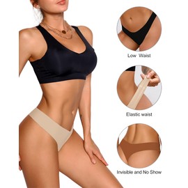 DEANGELMON Seamless Thongs for Women No Show Thong Underwear Women Comfortable Multiple Pack (7P3,S)