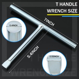 Gisafai 1 Pcs Tire Chain Wrench T Handle Wrench Alloy Steel Tool with 7 Inch Long Reach 3 Grip Positions for Anti Skid Chain Installation and Disassembly