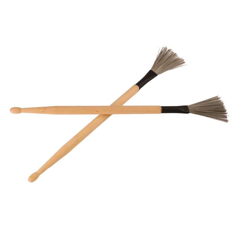 2Pcs Drum Stick Brush Wood Retractable Wire Combination Musical Instrument