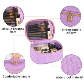 KTMOUW Makeup Bag 3 Pcs Waterproof Cosmetic Bag Set Portable Travel Cosmetic Bag Multifunction Organizer Storage Bag Weave Toiletry Bag for Women, Purple