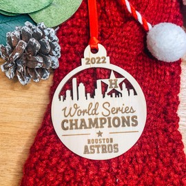 H O U S T O N Astros Skyline 2022 World Series Champions | Christmas Holiday Ornament | Christmas tree Decoration | Houston Texas | Baseball | 2022 World Series Champs
