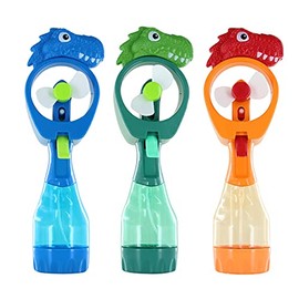Delightmoon Pack of 3X Animal Water Mist Spray Bottle Fan Portable Handheld Mister - Battery Operated (Dinosaur)