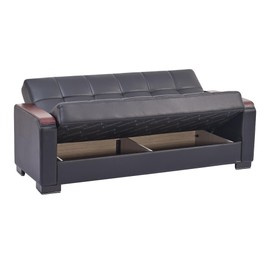 Ottomanson Convertible Furniture with Storage Legacy X Collection, Sofabed, Black-PU
