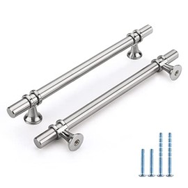 Rergy 10 Pack 6-1/4 Inch Brushed Nickel Cabinet Pulls Heavy-Duty Kitchen Cabinet Handles, Rust-Resistant and Durable Drawer Pulls Zinc Alloy Hardware for Cupboard,Closet,Cabinets