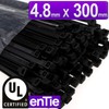 enTie Black Cable Ties 4.8mm x 300mm Nylon 66 UL