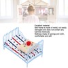 1:12 Miniature Bed Metal Structure Cute Pattern Sponge Cloth Mattress
