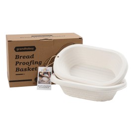 Sourdough Proofing Basket 11inch Oval Banneton Sourdough Bread Baking Supplies Pulp Bread Proofing Basket Brotform Set 2 with Cloth Linen Liner for Professional and Homemade Bread