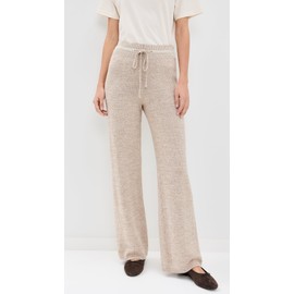 Monrow Women's Cotton Cashmere Relaxed Pants, Walnut, Tan, XL