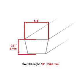 Caltric 90 Inch 1/2" Thick Power Train Belt for Husqvarna GXLS2354 GLS2748 GLS2754