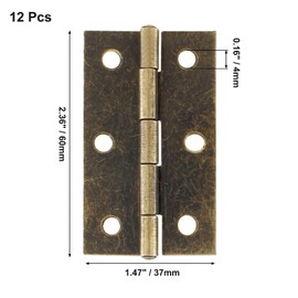 Murtenze 12 Pack 2.5 Inch Cabinet Hinge, Antique Bronze Butt Hinges with Mounting Screws
