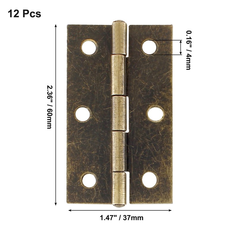 Murtenze 12 Pack 2.5 Inch Cabinet Hinge, Antique Bronze Butt